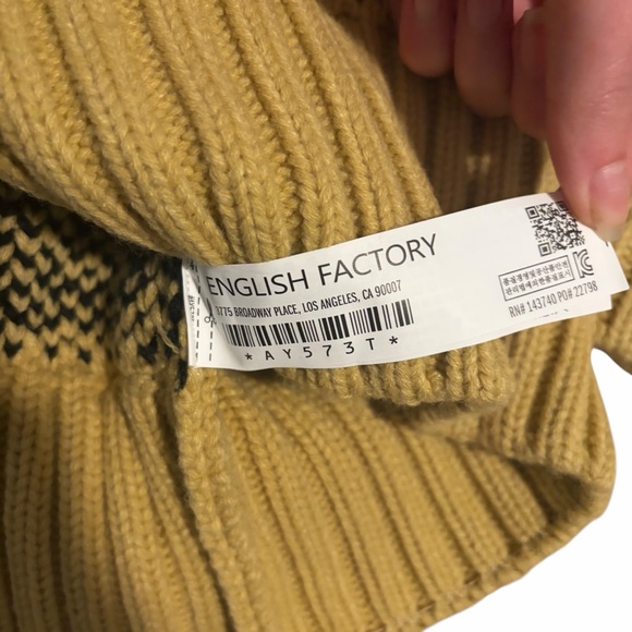 English Factory Sweater Fair Isle Fringed Chunky Knit Mock Neck Nordic Small - Picture 7 of 7